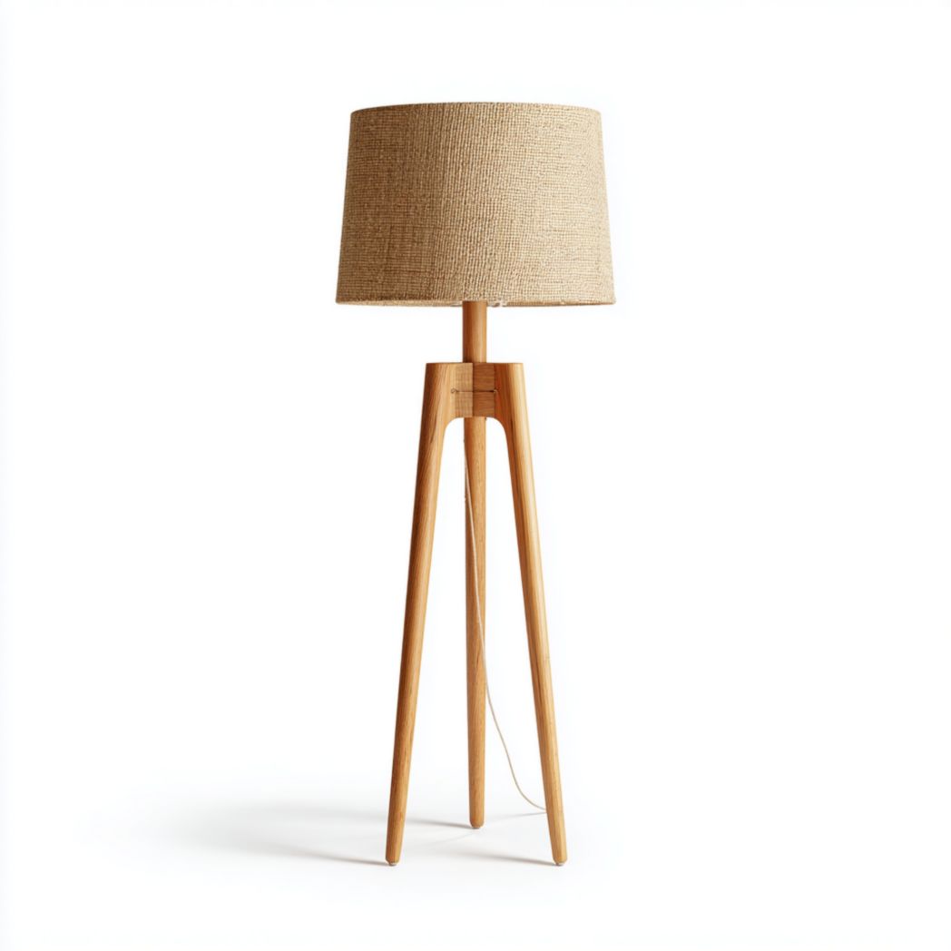 Lampada da terra in metallo e tessuto per illuminazione d'interni – 25 x 25 x 150 cm