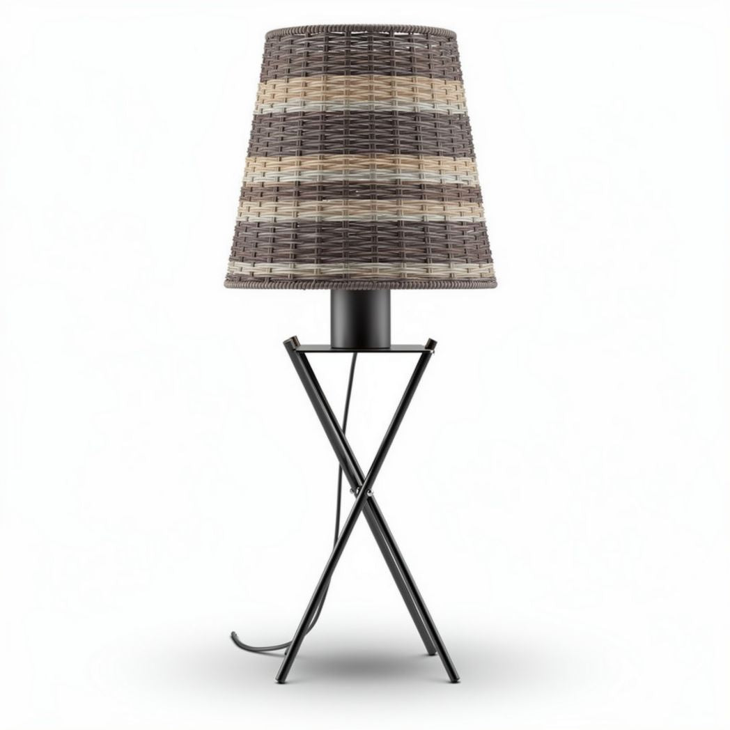 Lampada da tavolo in metallo e fibra naturale per arredamento – 25 x 25 x 40 cm
