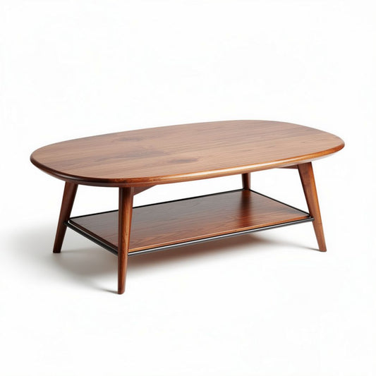 Tavolino da caffè in legno con ripiano inferiore per soggiorno – 120 x 60 x 40 cm