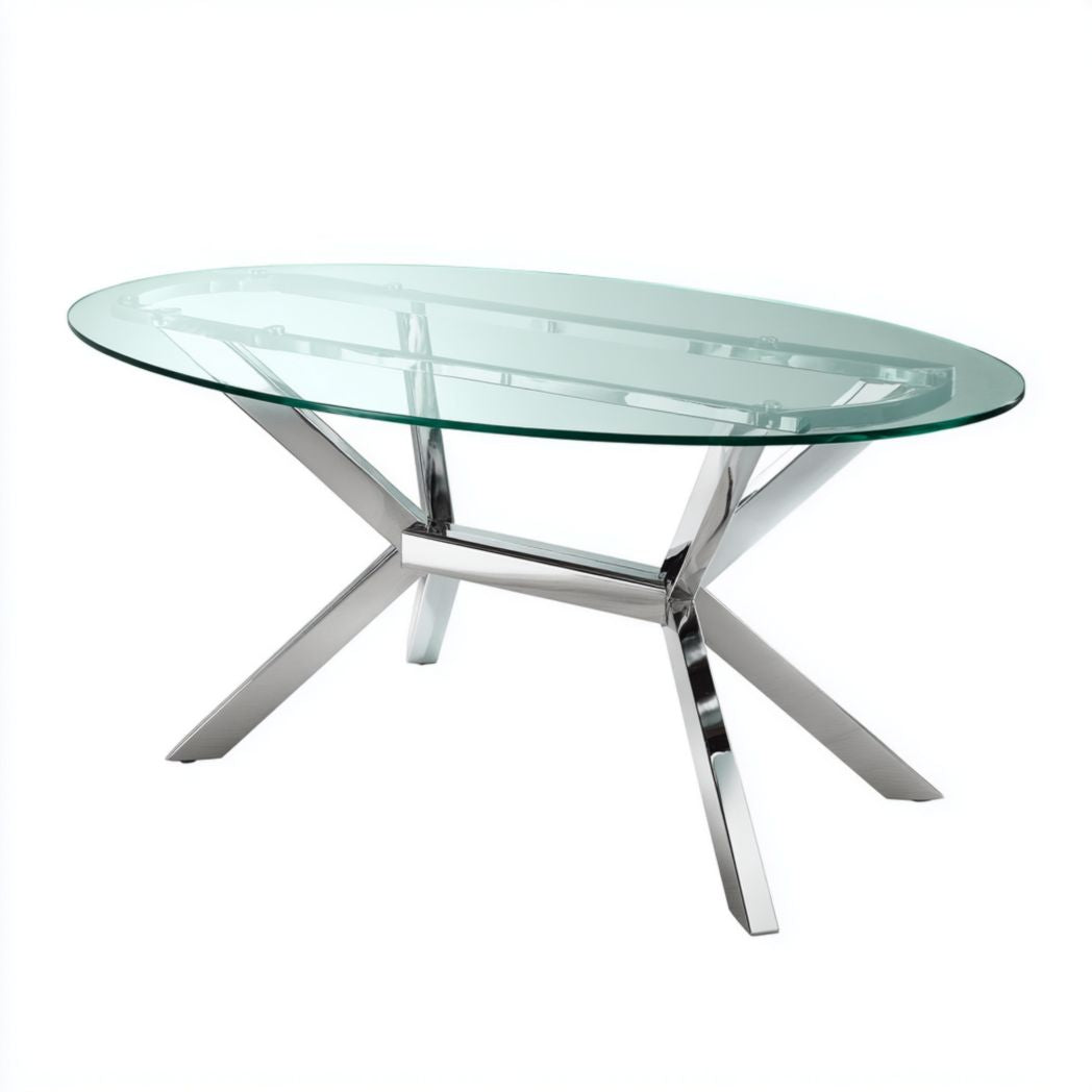 Tavolo da caffè rotondo in vetro e metallo per soggiorno – 90 x 90 x 45 cm