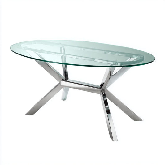 Tavolo da caffè rotondo in vetro e metallo per soggiorno – 90 x 90 x 45 cm