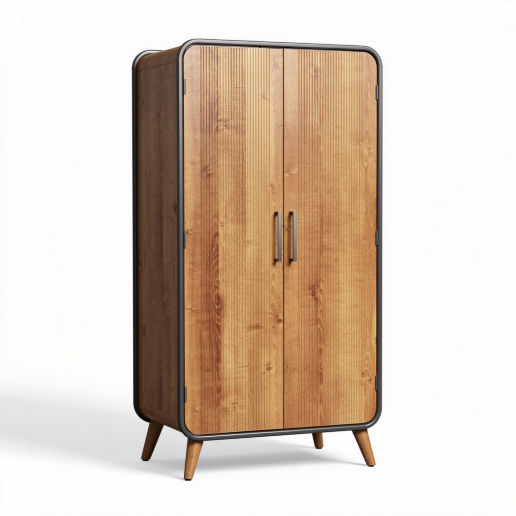 Armadio in legno con finitura naturale per camera da letto – 80 x 40 x 160 cm