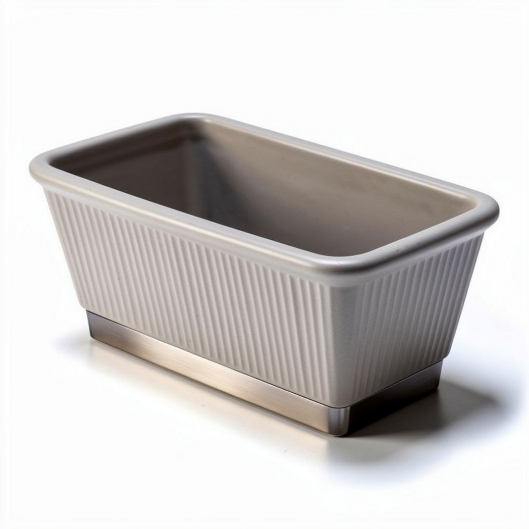Vasetto in ceramica per piante da interno con base in metallo - 25 x 15 x 10 cm