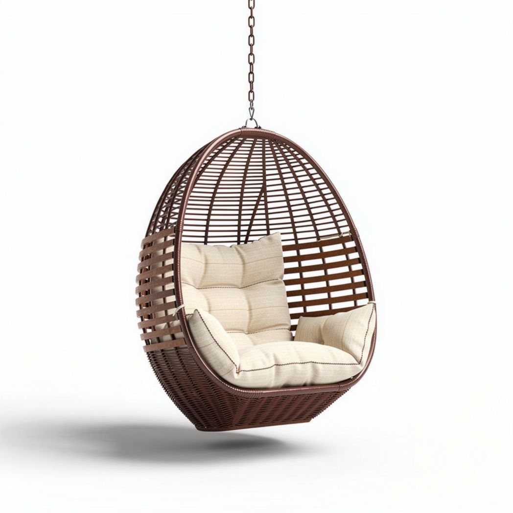 Sospensione per esterni in rattan con cuscini per relax – 100 x 80 x 90 cm