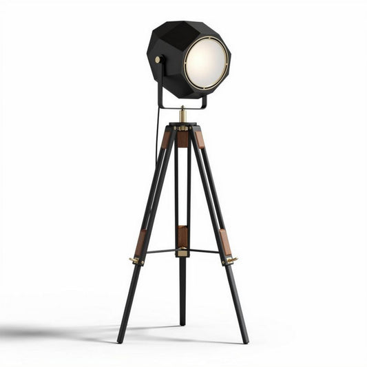 Lampada da terra in metallo con struttura in legno per arredamento – 30 x 30 x 160 cm