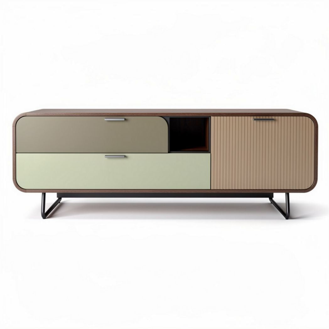 Mobile TV in legno e metallo per soggiorno – 160 x 40 x 50 cm