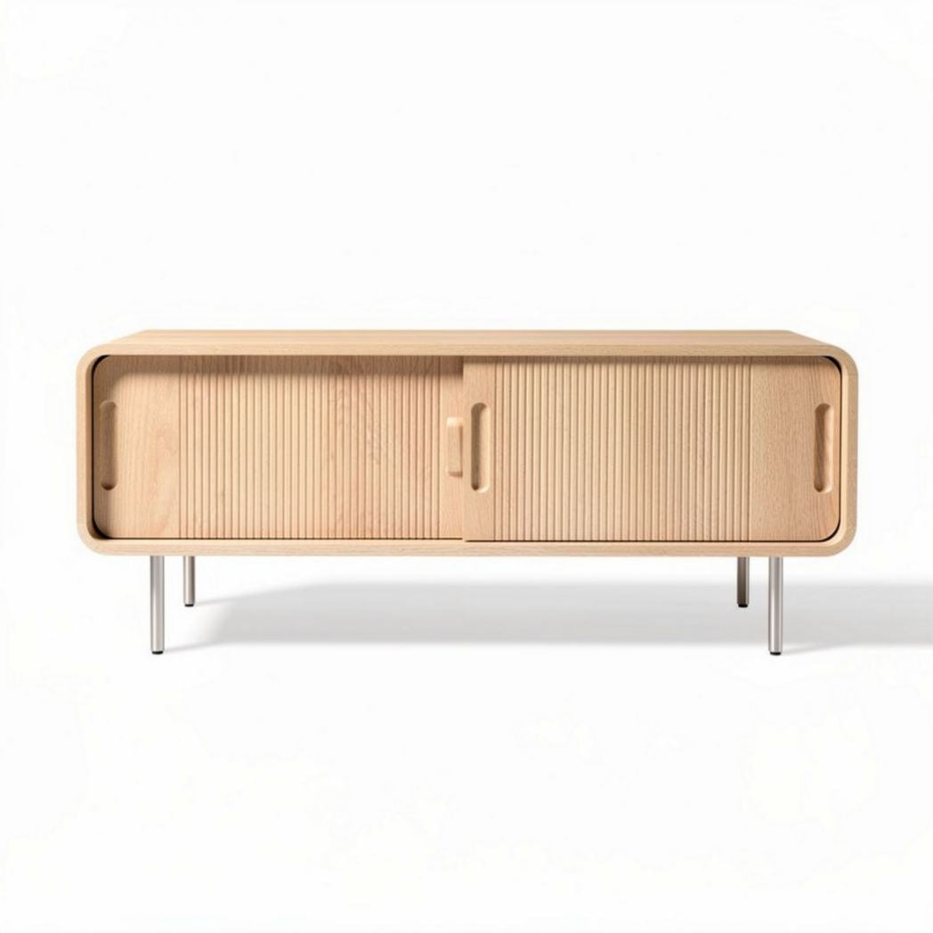 Mobile contenitore in legno per soggiorno con ante scorrevoli – 120 x 40 x 50 cm